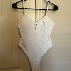 White Ribbed Women’s Bodysuit